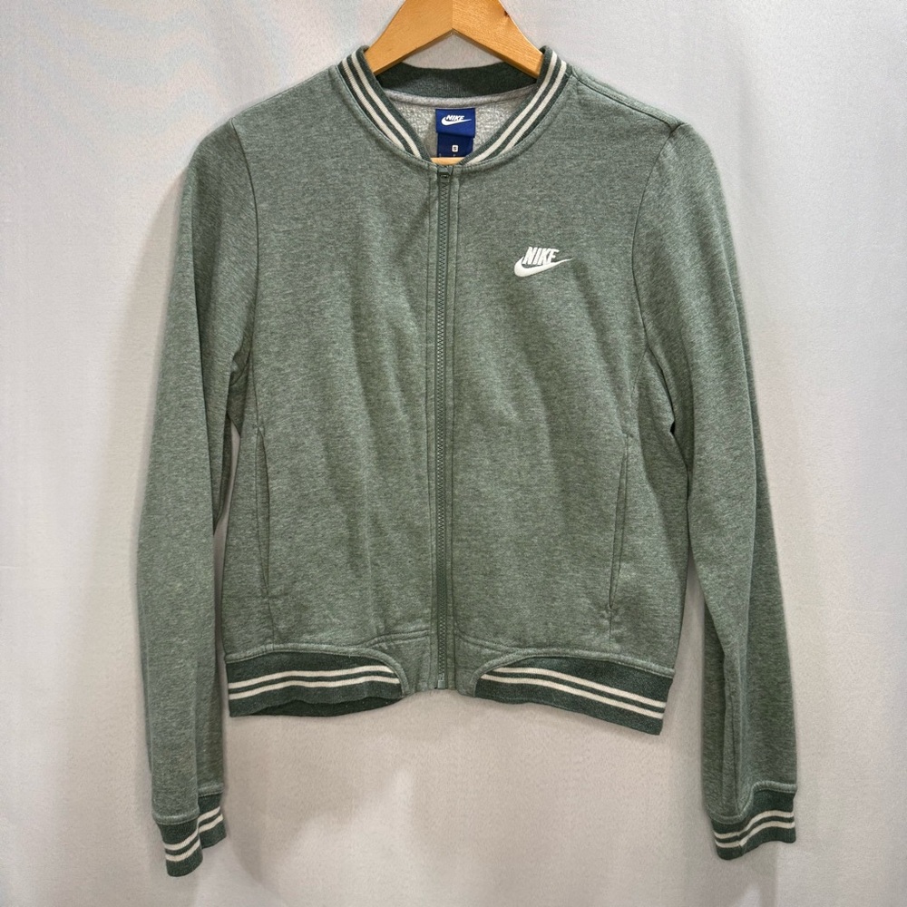 Nike Green Crew Neck Zip-Up Sweatshirt Jacket (Size Small)
